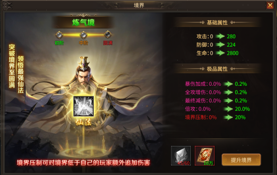 《刀劍笑之霸刀》境界系統(tǒng)