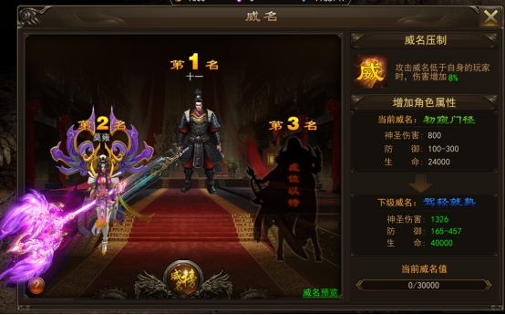 《神将》威名系统