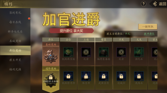 《挂出个三国》提升爵位拿奖励 《挂出个三国》提升爵位拿奖励