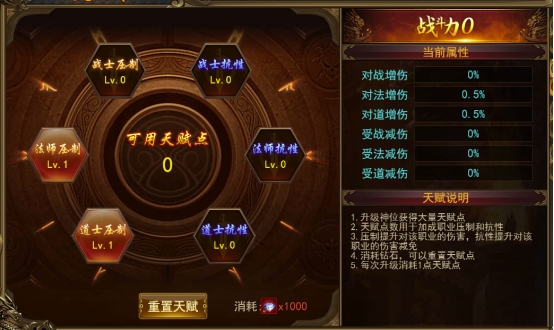 《一战称王》天赋系统
